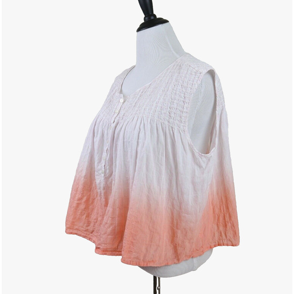 Free People Size XS Little Bit Of Something Ombre Blouse White Orange - Picture 3 of 10